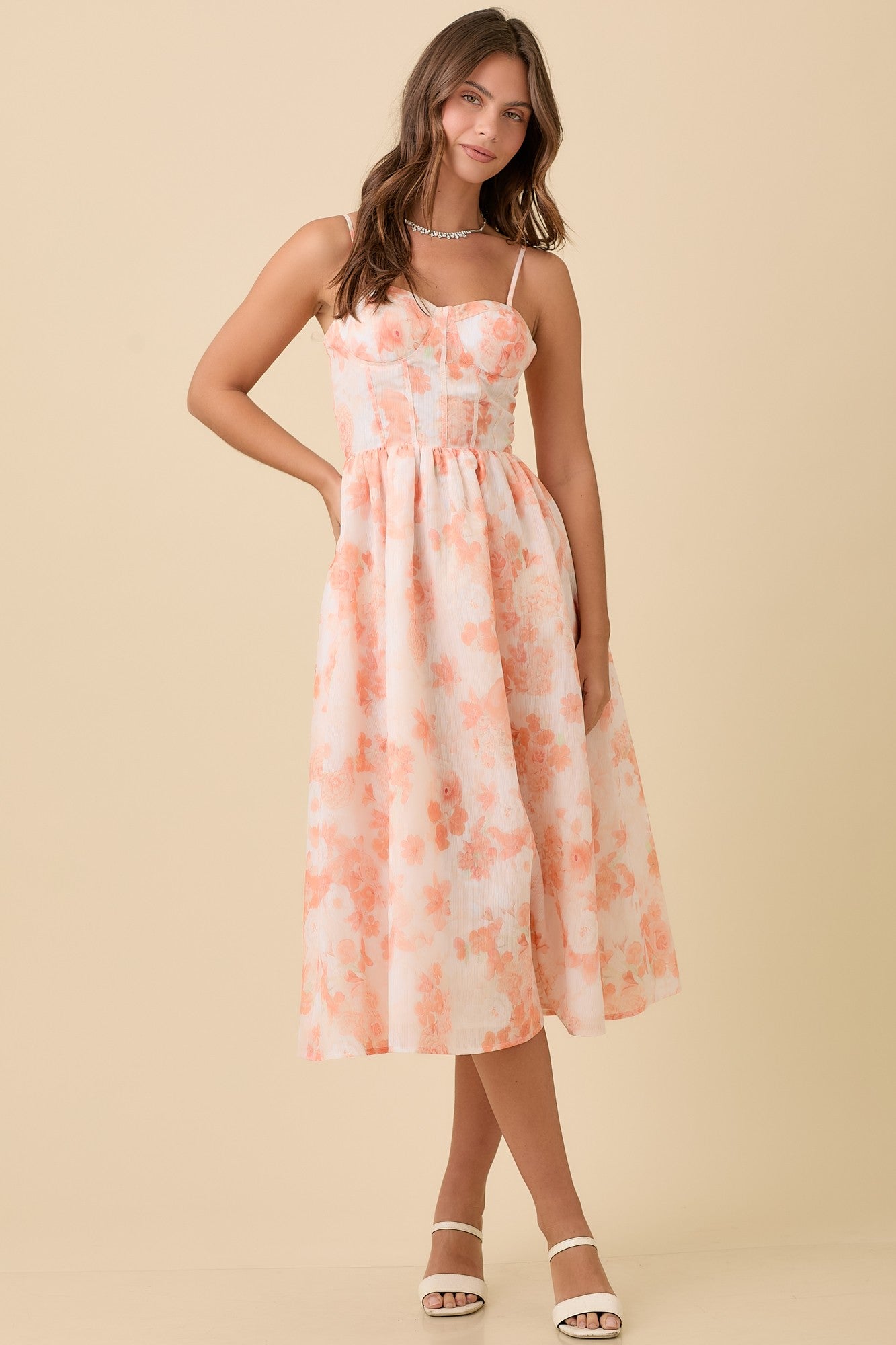 Bustier Corset Midi Floral Summer Dress