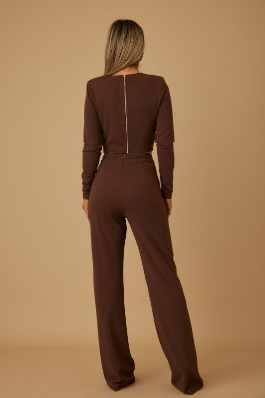 CROP TOP PANTS SET WITH GOLD ACCESSORIES
