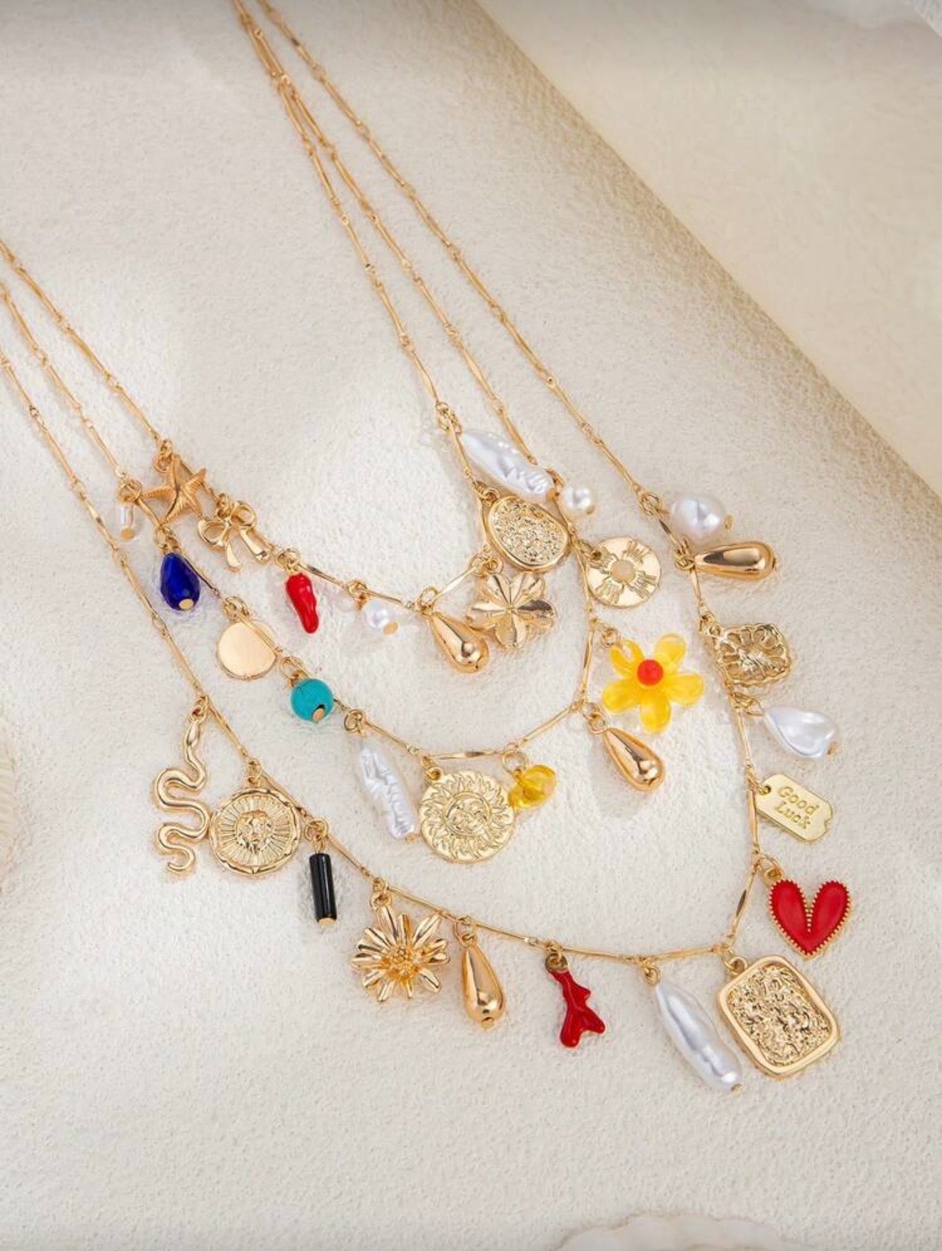 STACKED MULTI LAYER BOHEMIAN PENDANT NECKLACE