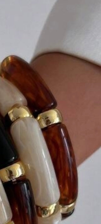 3 PIECES ACRYLIC BAMBO BEADS STACKING BRACELETS