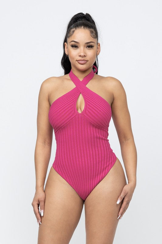 KNOT FRONT RIBBED BODYSUIT