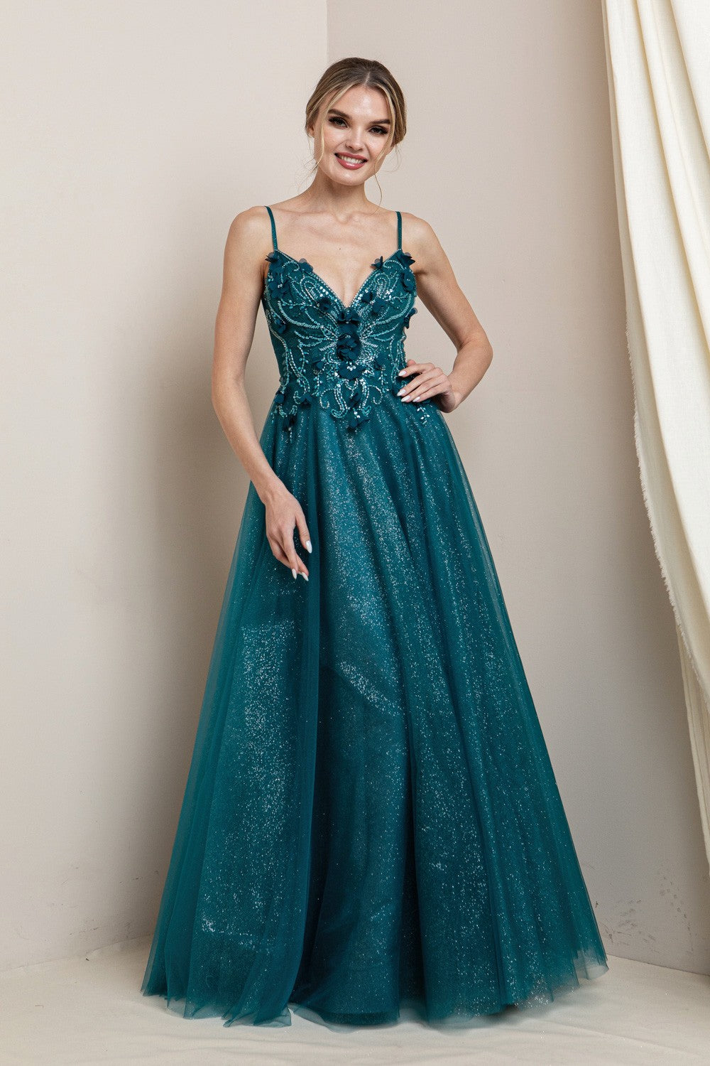 3d Floral A-line Maxi