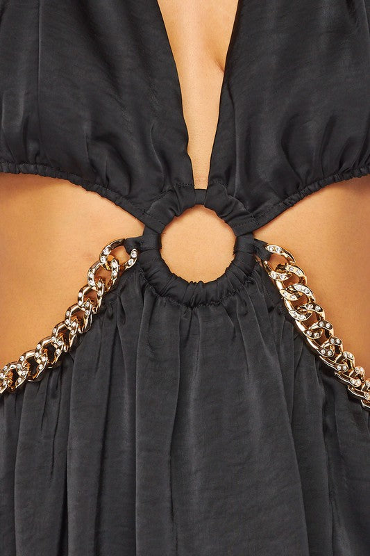 Neckholder-Maxikleid mit Cutouts