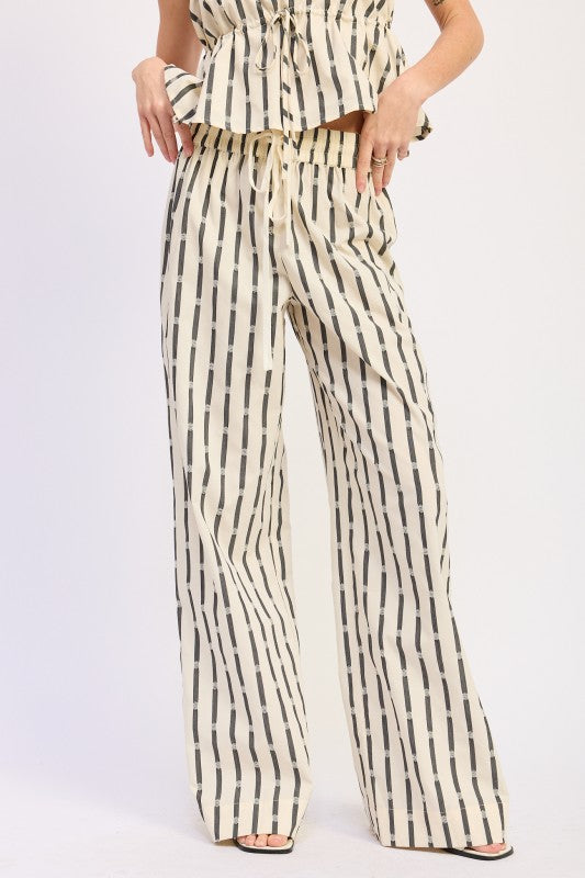 STRIPED TUBE TOP WITH FRONT TIE & PANTS SETS