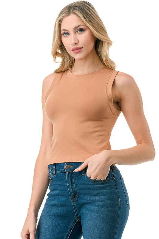 SOLID SEAMLESS CROP TANK TOP