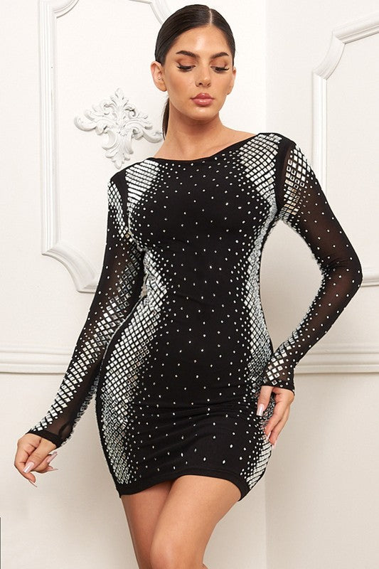 bella sequin mesh mini dress SQUARE AND RHINESTONE MESH MINI DRESS – Bella Chica