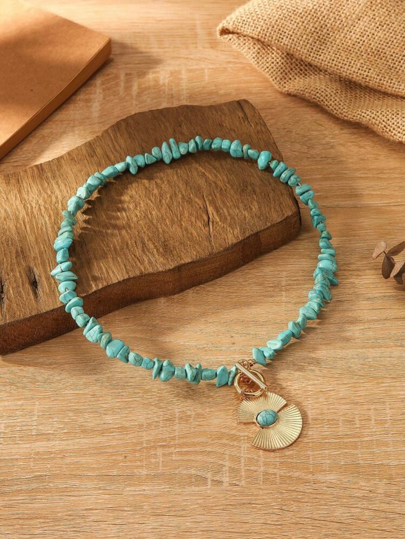 BEADED ROUND CHARM NECKLACE