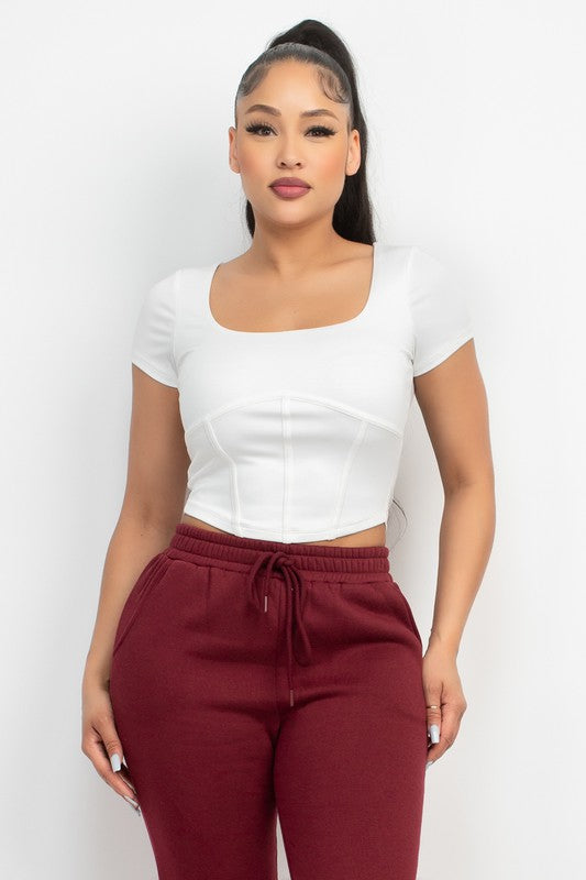 CORSET TOP WITH SHORT SLEEVES