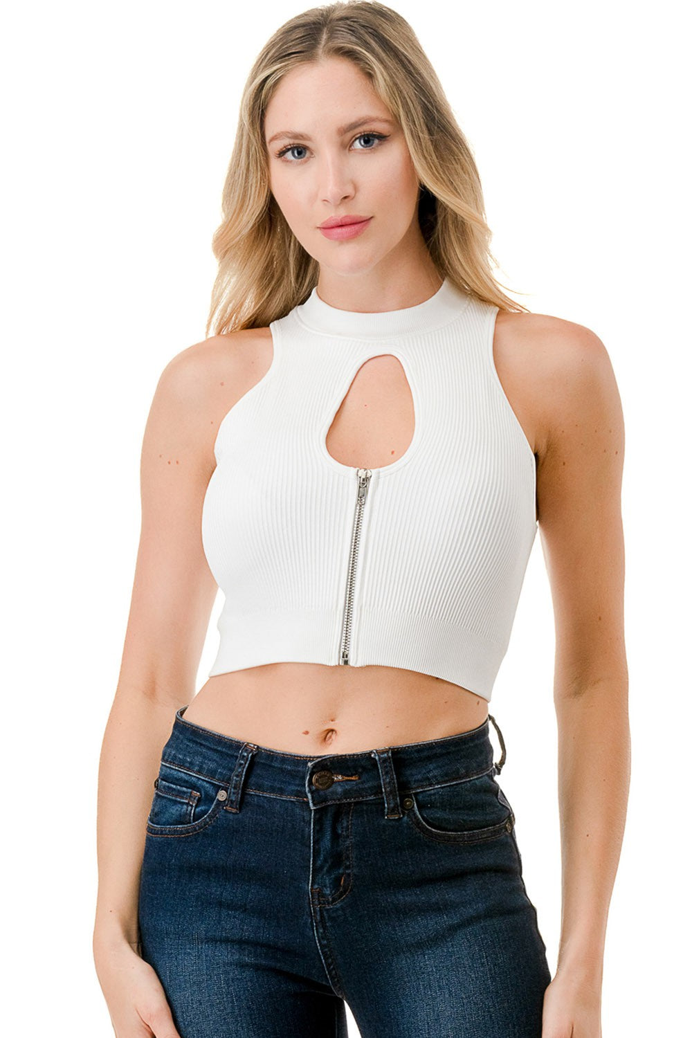 KEYHOLE ZIPPER TANK TOP