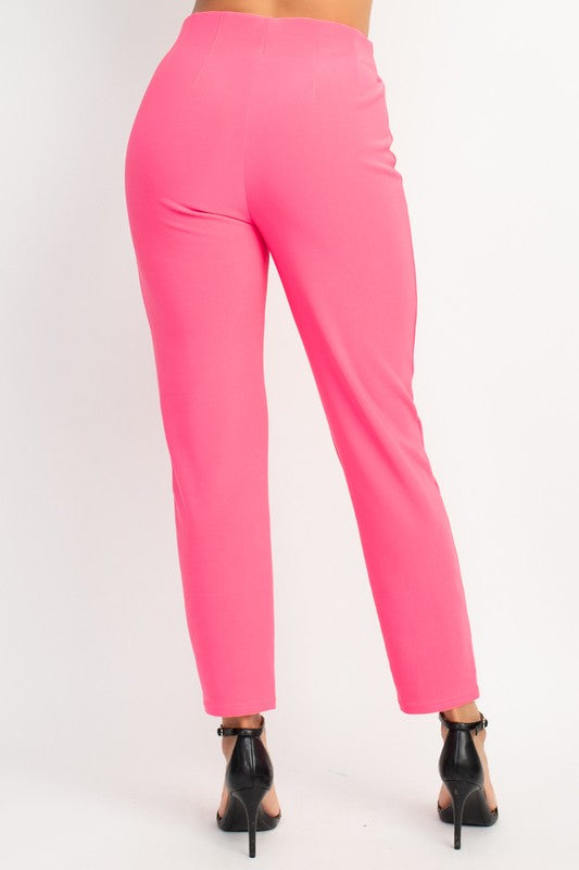 SOLID HIGH RISE PINTUCK PANTS