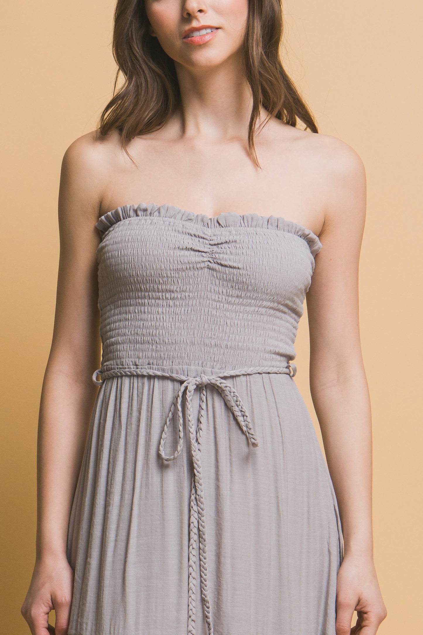 Smocked Strapless Maxi Dress