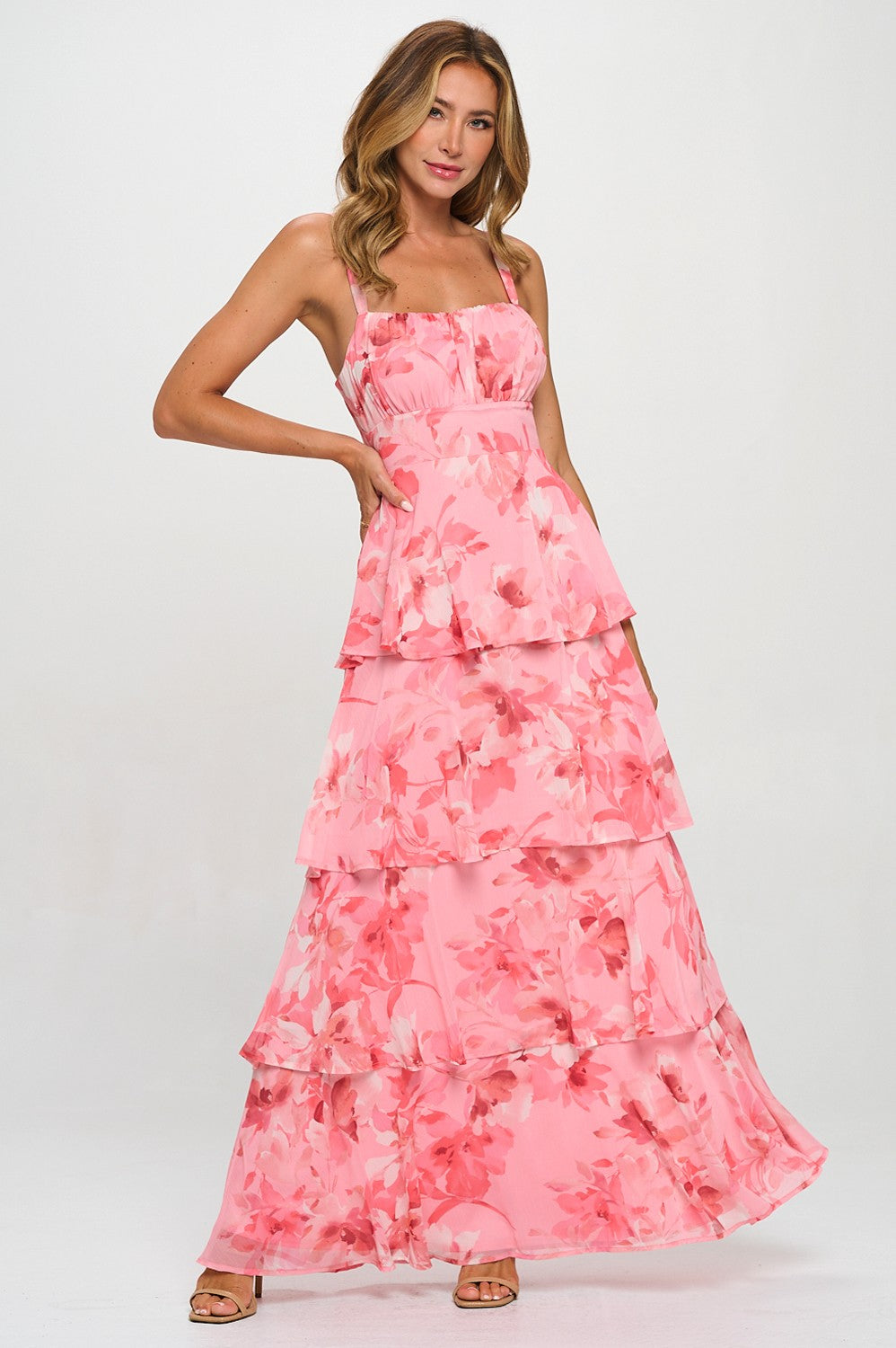MULTI-LAYERED TIE BACK MAXI SUMMER DRESS Bella Chica MULTI-LAYERED TIE BACK MAXI SUMMER DRESS Bella Chica