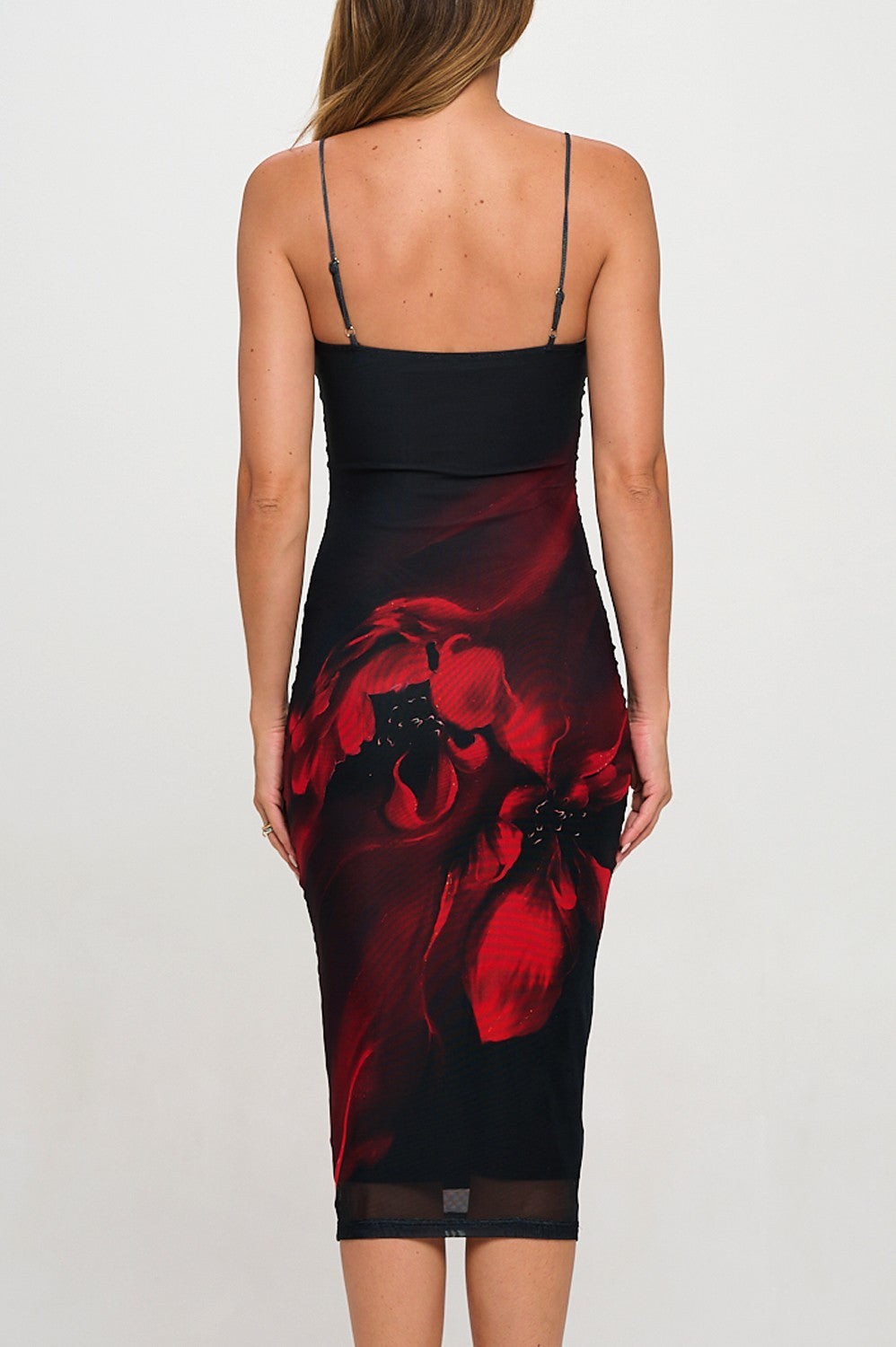 Floral Lace Trim Bodycon Midi Dress