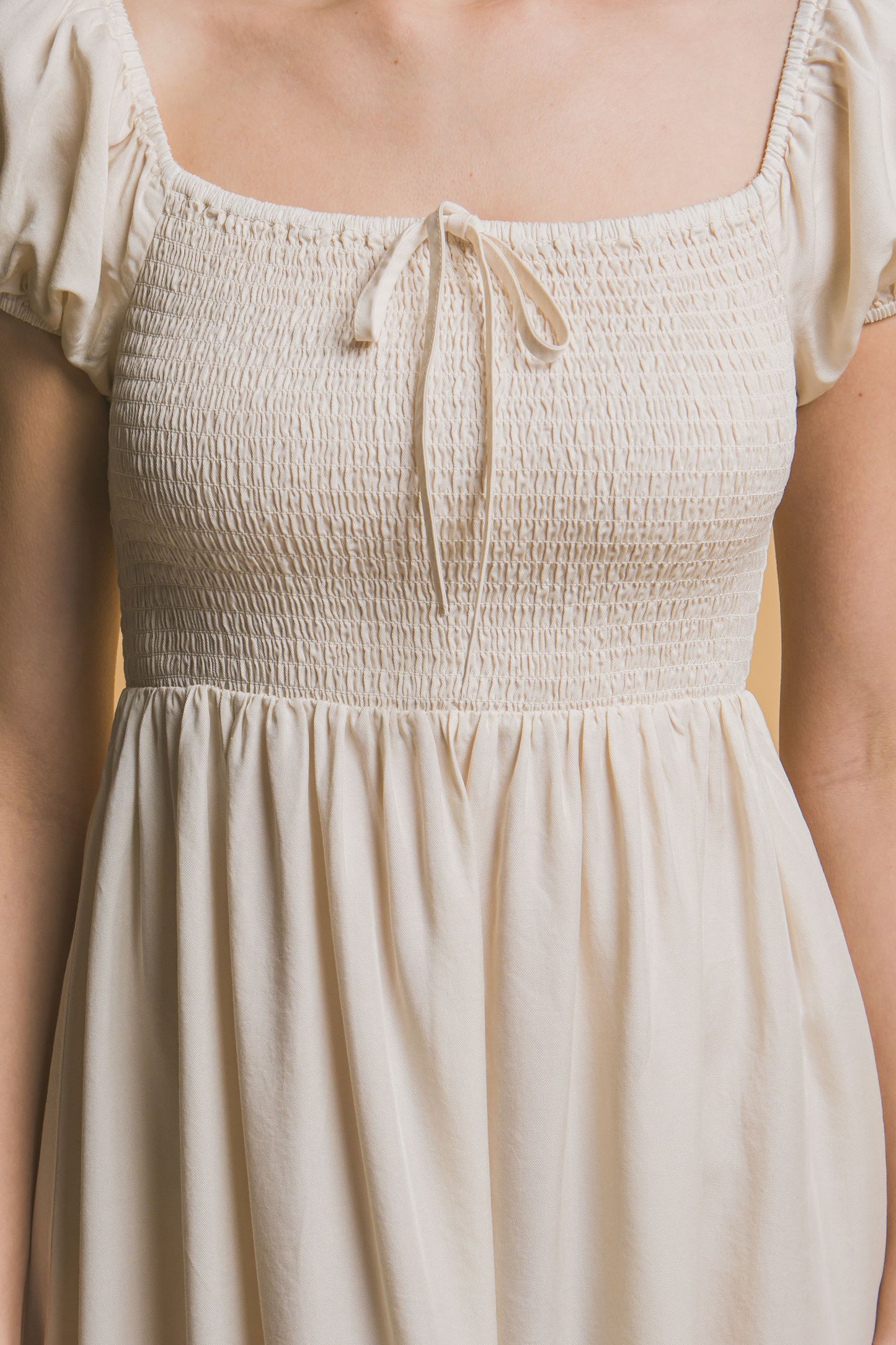 Smocked Puff Short Sleeve Dress