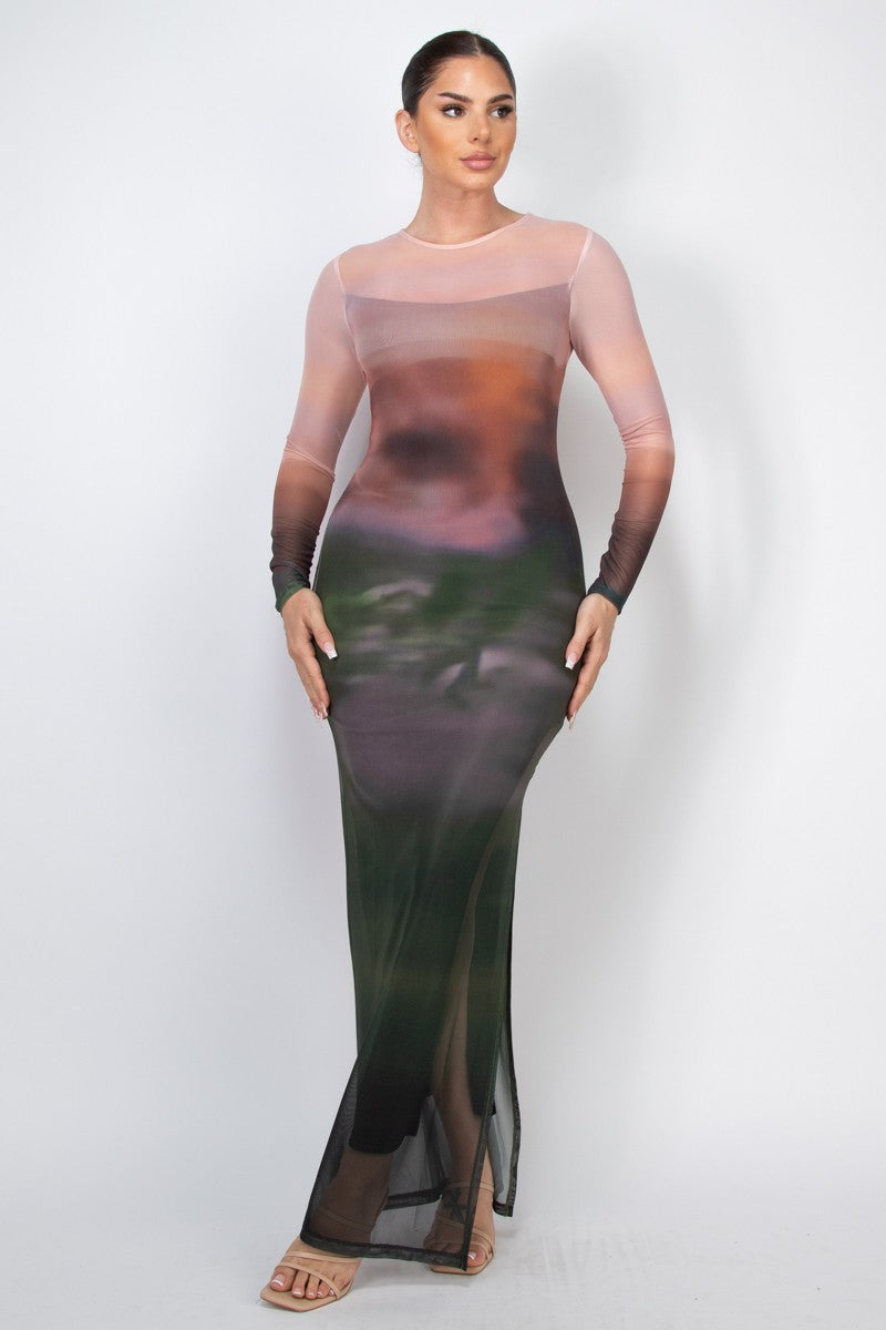 ombre mesh dress long sleeve Two-layer Long Sleeve Mesh Ombre Dress – Bella Chica