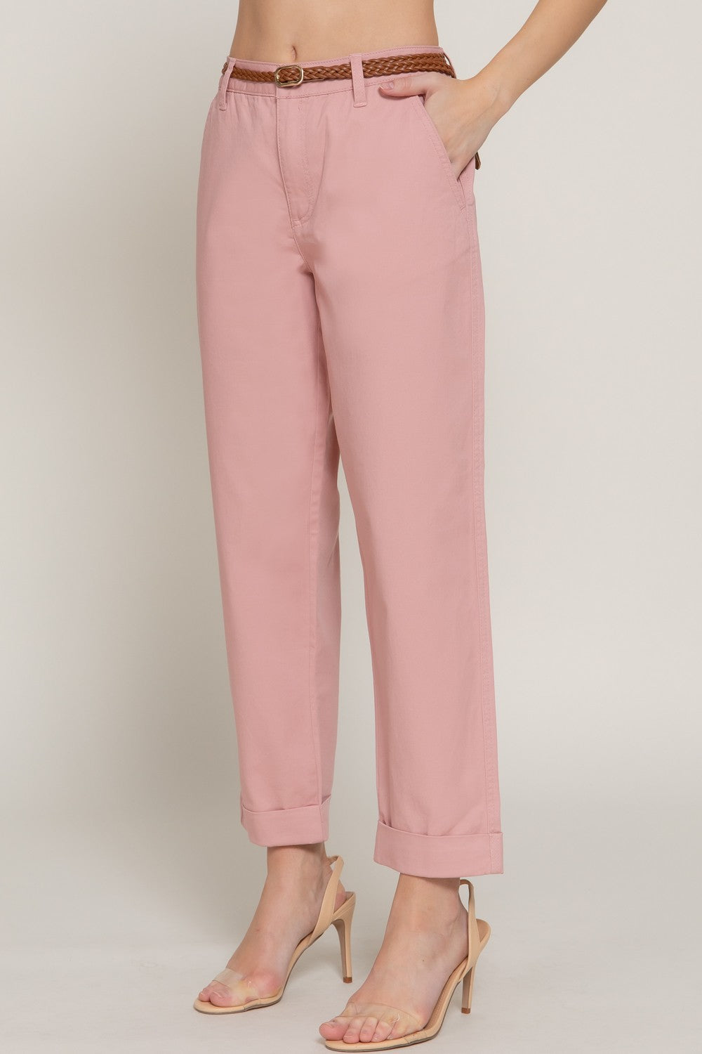 CHINO PANTS WITH BRAIDED BELT