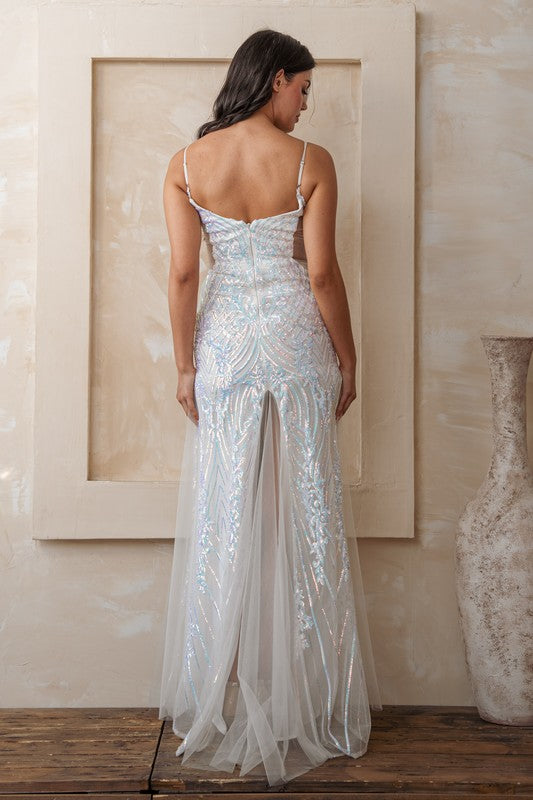 Sequin Overlay Mermaid Tulle Maxi