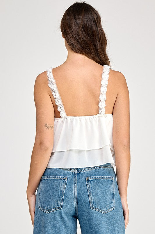 FLOWER TRIM STRAP TOP
