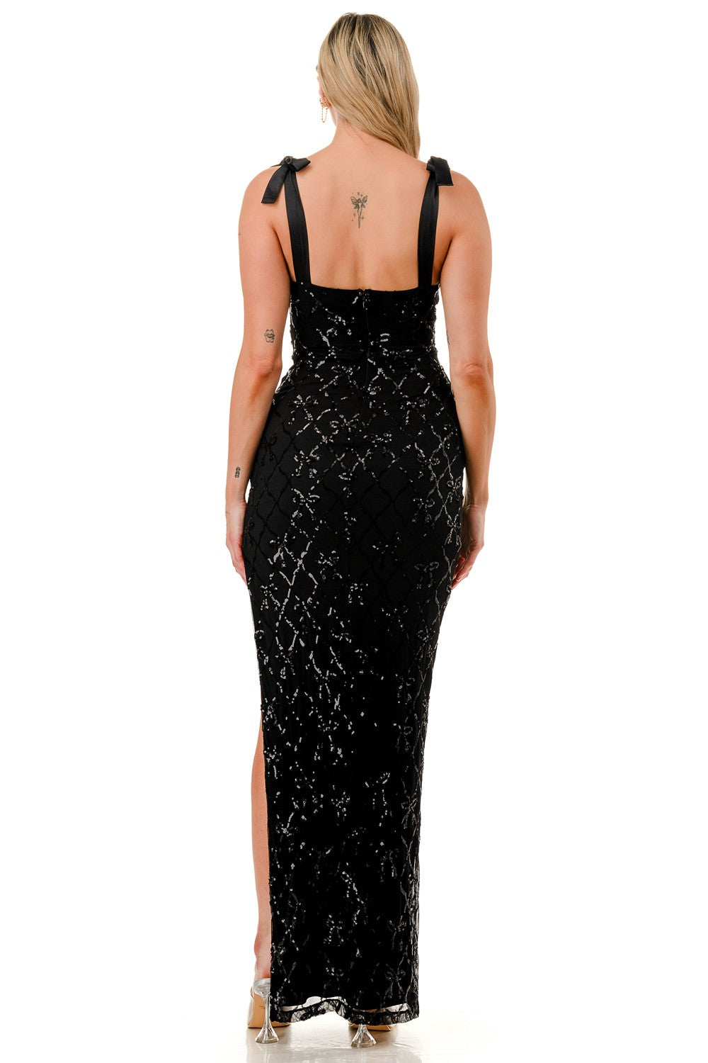 Sequin Ribbon Embellished Maxi Dress