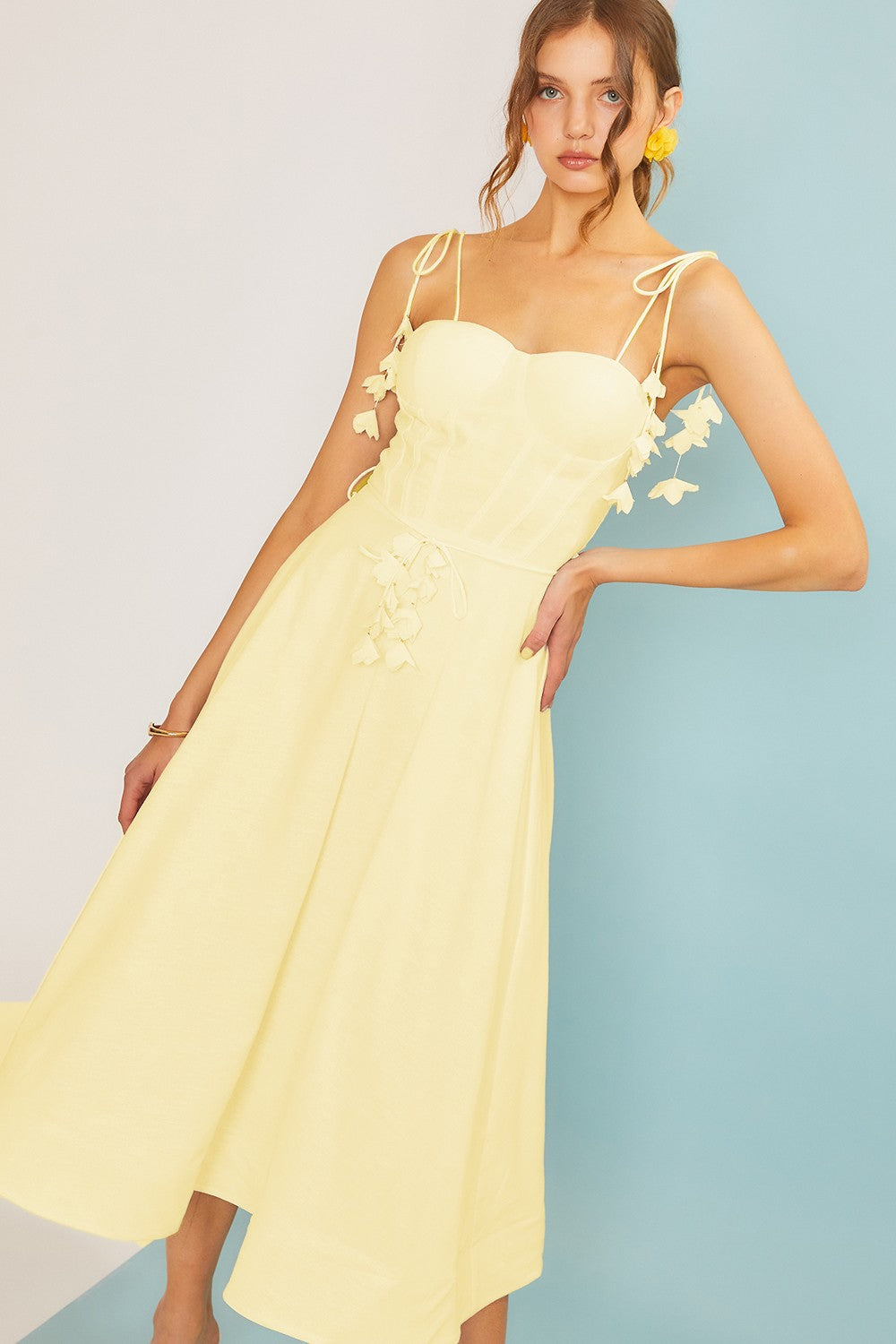 Self Tie Belt Flare Summer Midi Dress Bella Chica Self Tie Belt Flare Summer Midi Dress Bella Chica