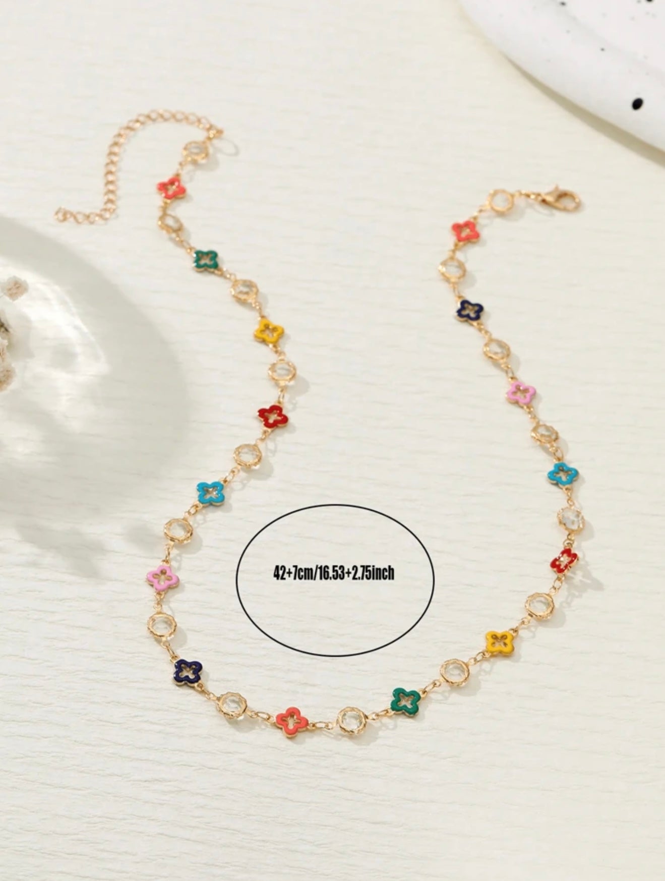 COLORFUL FLOWER CHAIN NECKLACE