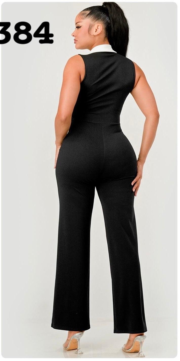 COLLAR SLEEVELESS JUMPSUIT