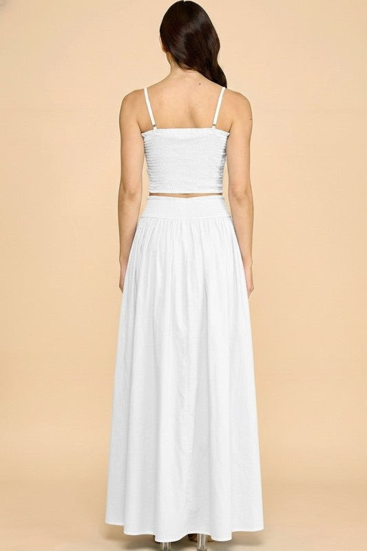 LINEN SMOCKED TANK WITH MATCHING MAXI SKIRT SET