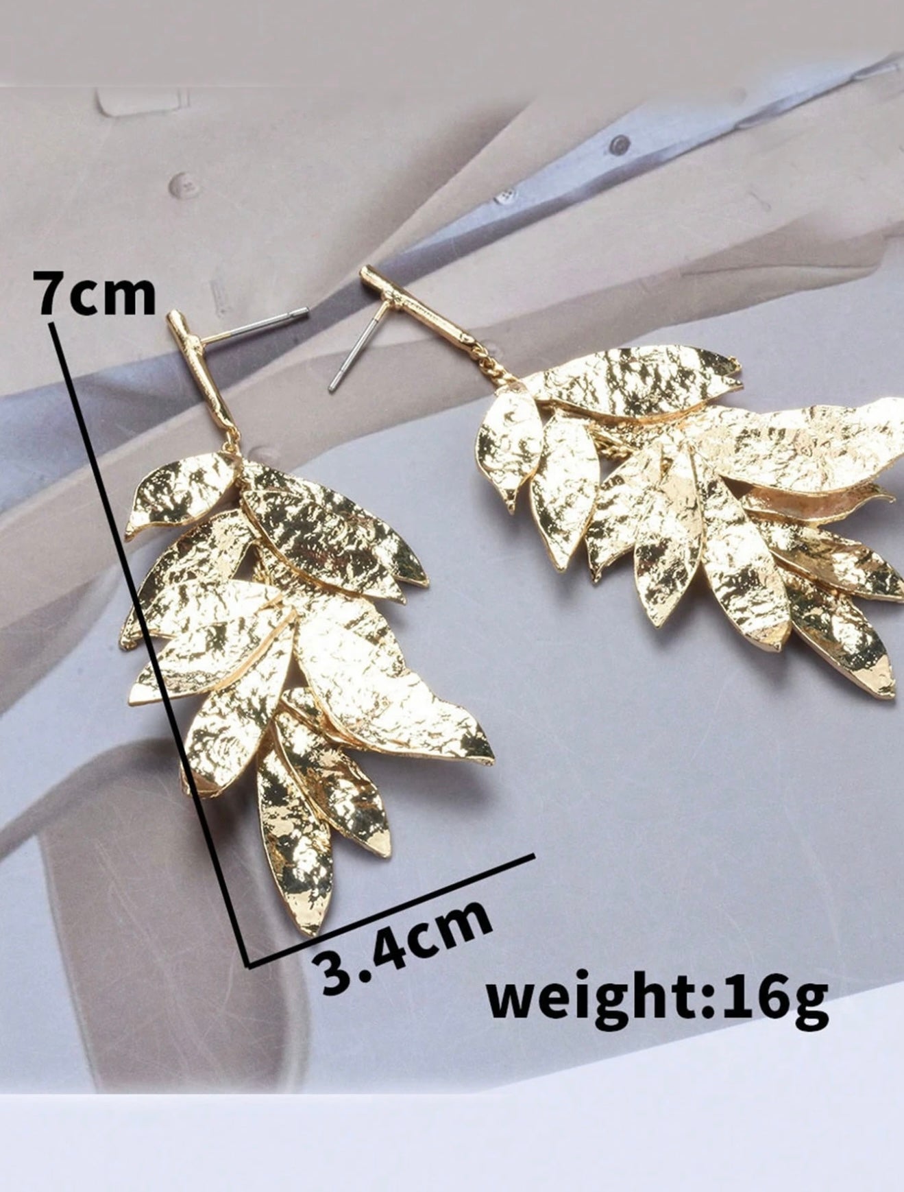 TEXTURED MULTI LAYER LEAF EARRINGS