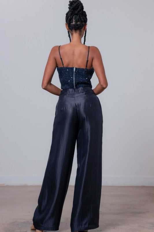 TWEEDED SLEEVELESS CROP TOP  & PANTS SETS