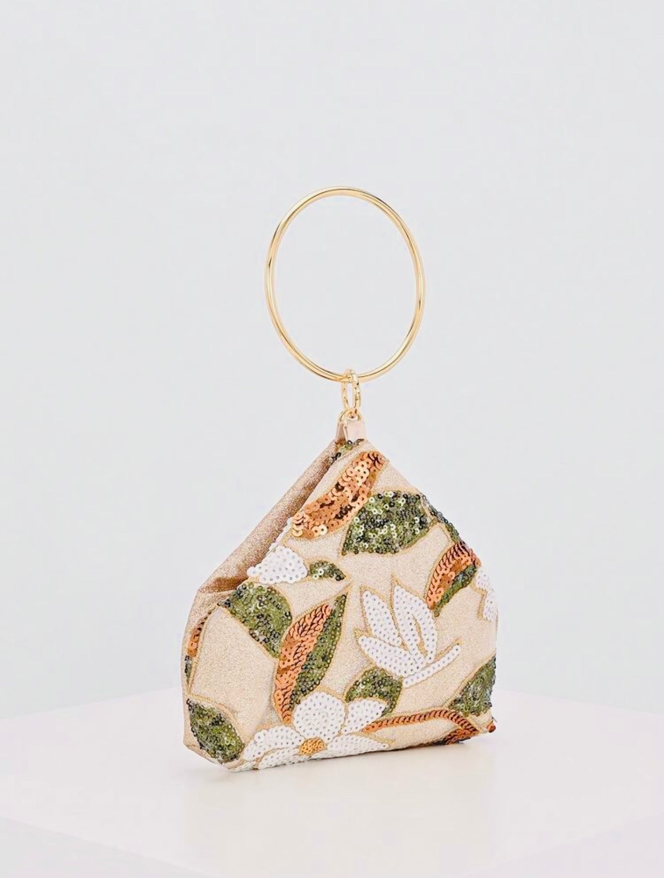 SHINY MULTI COLOT LEAF EVENING CLUTCH BAG