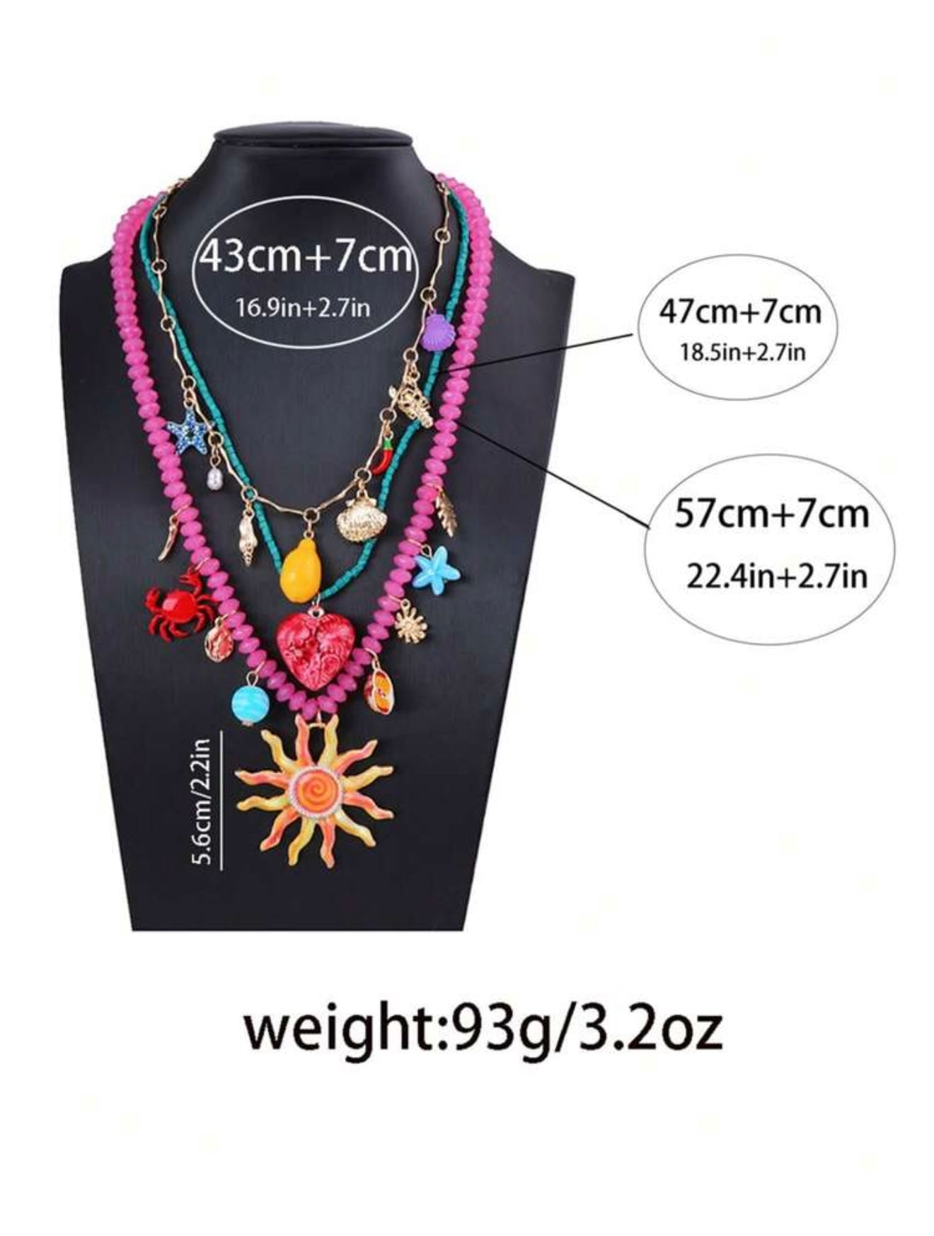 BEADED MULTI LAYER CHARM NECKLACE