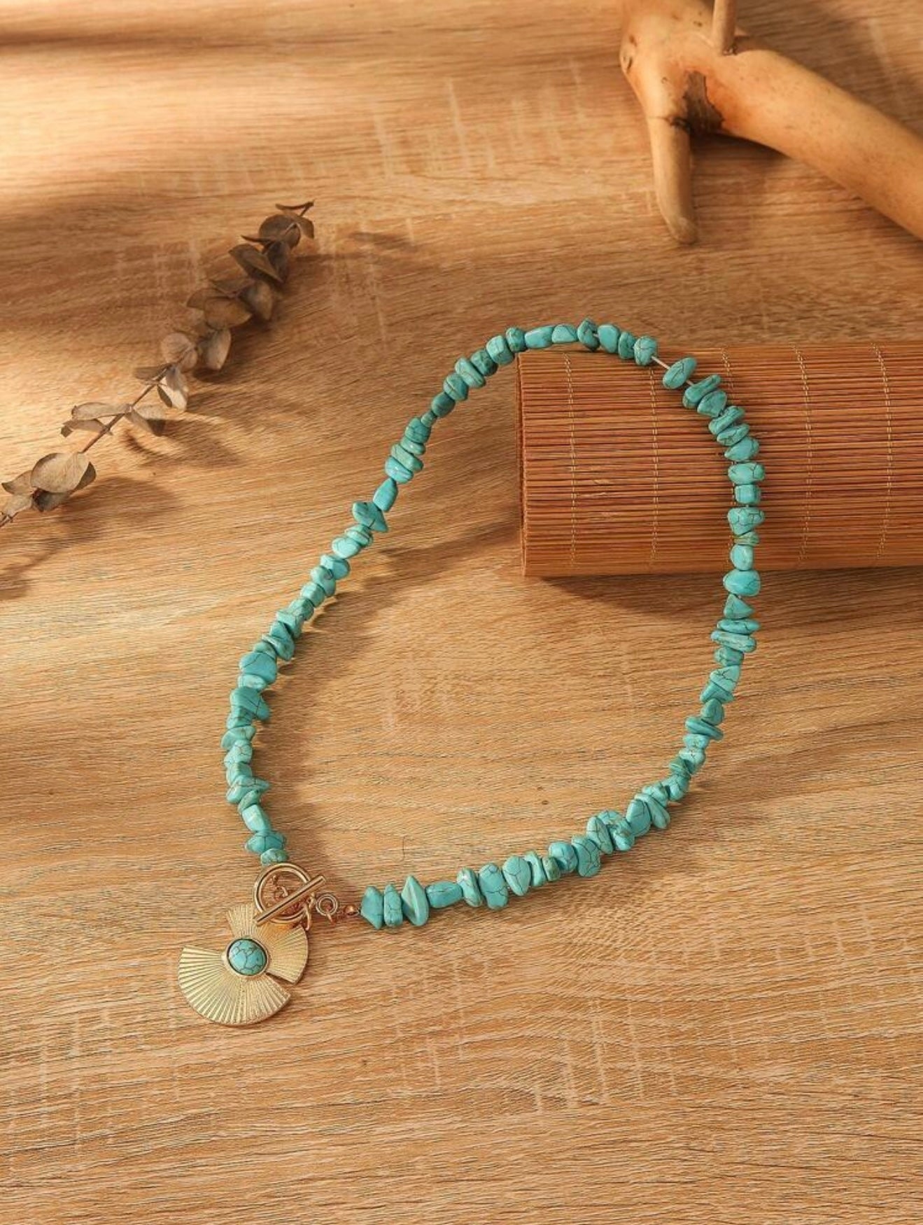 BEADED ROUND CHARM NECKLACE