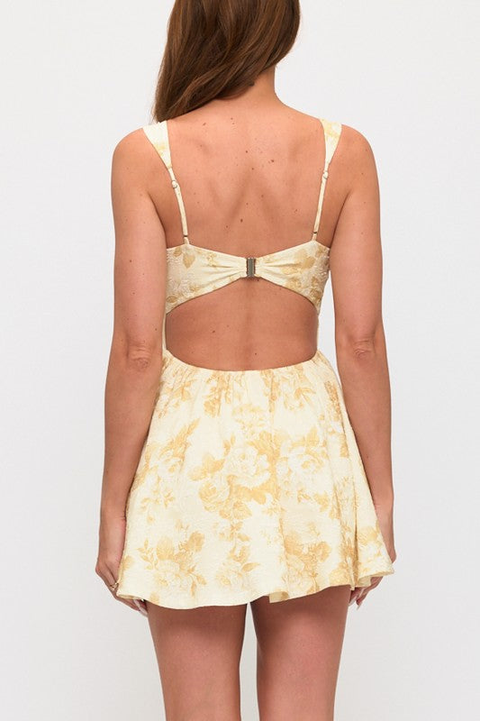 FLORAL PLEATED BUST FIT AND FLARE MINI SUMMER DRESS