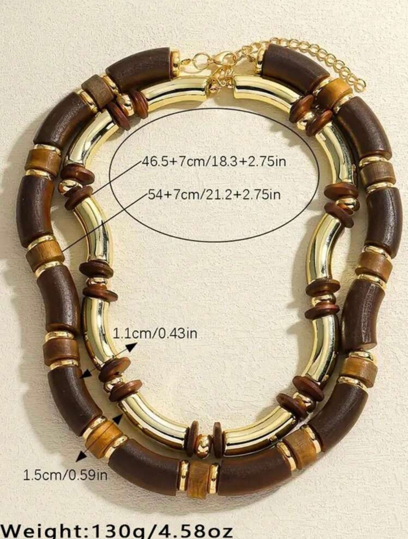 2 PCS BOHEMIAN WOODEN NECKLACE SET