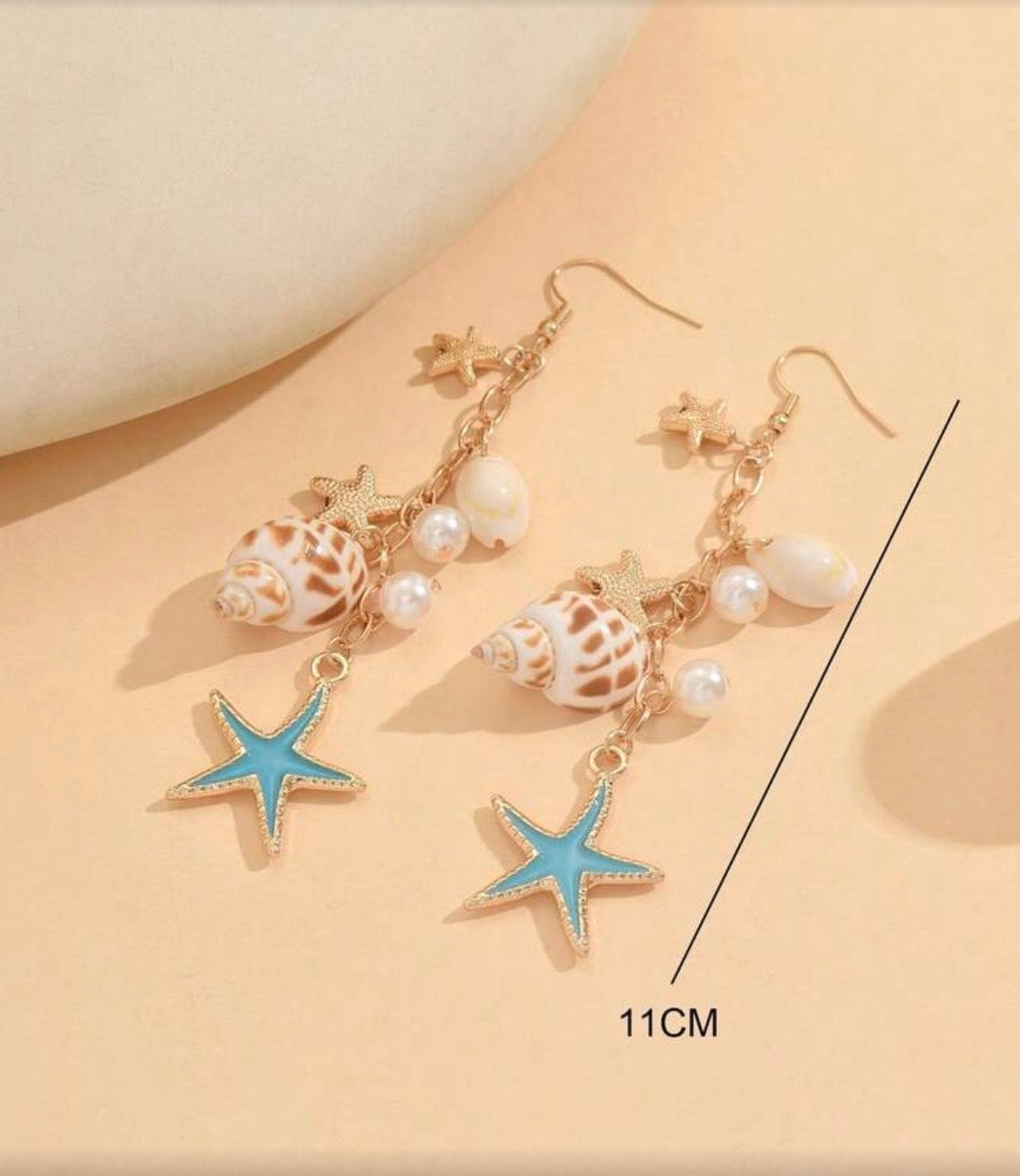 OCEAN STYLE PENDANT NECKLACE WITH SEA CHARMS & EARRINGS SET
