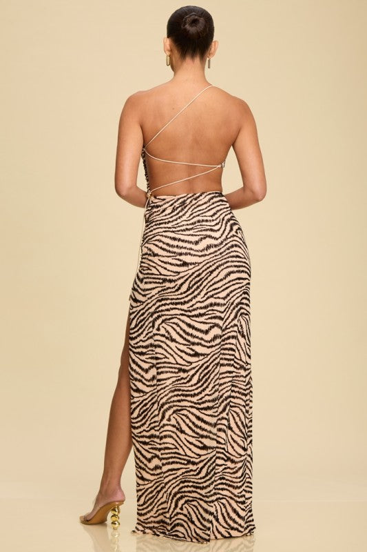 TEXTURE VELVET MESH MAXI DRESS