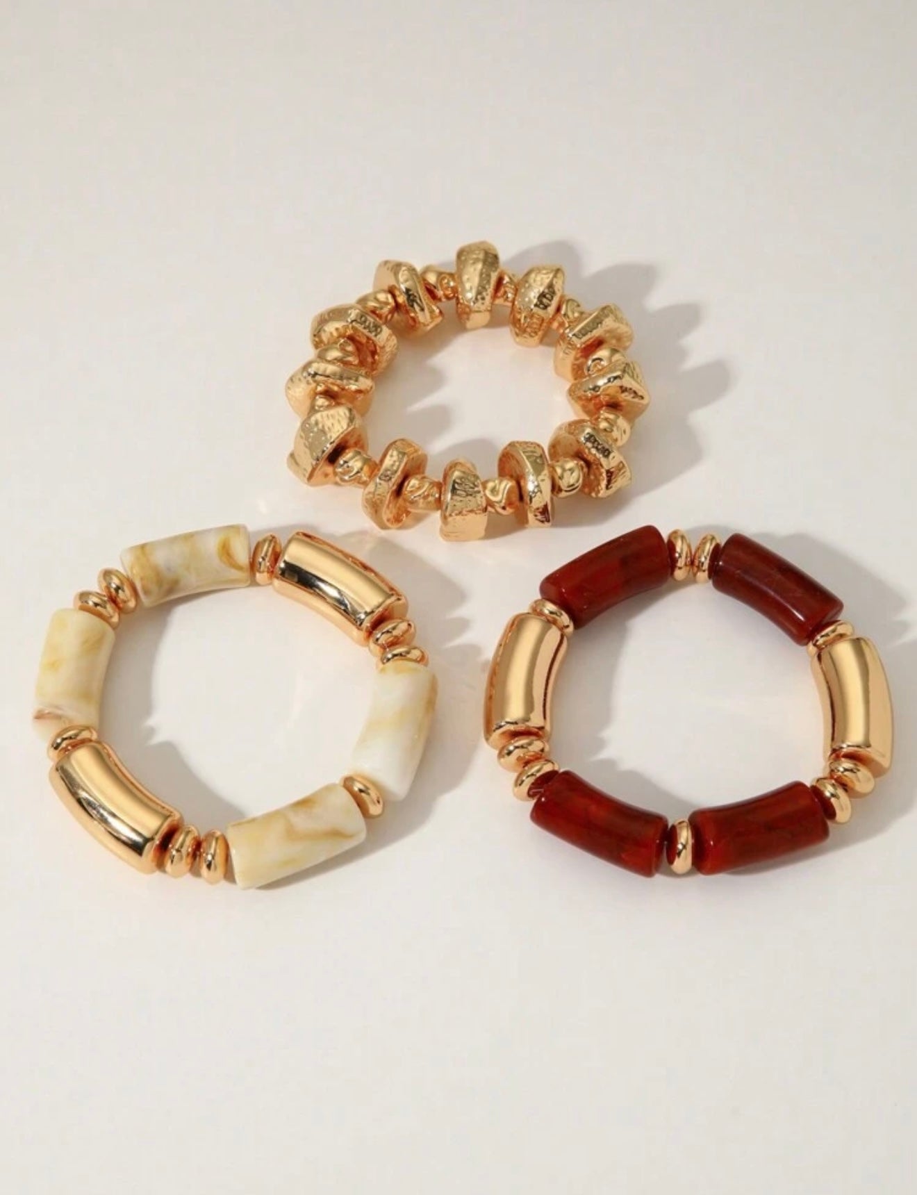 3 PCS MULTI LAYER BROWN VINTAGE BRACELET