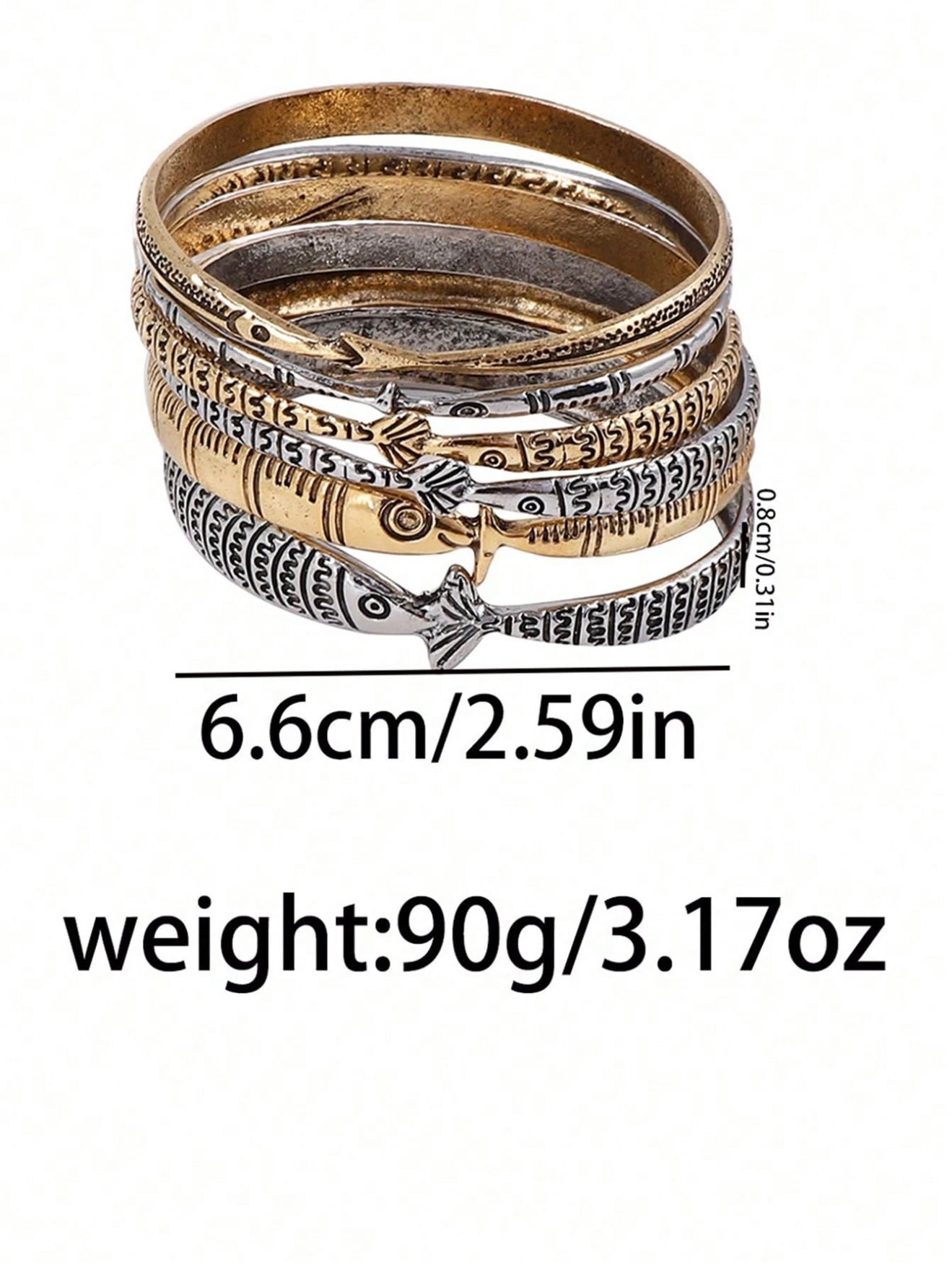 MULTI LAYER STACKED FISH SHAPED BRACELETS