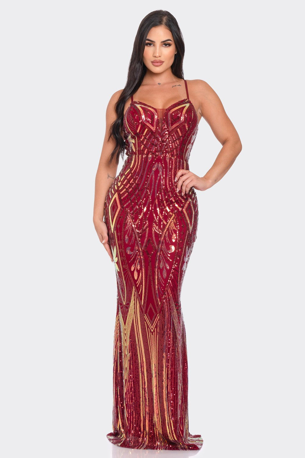 MULTI COLORED SEQUIN MAXI Cocktail DRESS – Bella Chica
