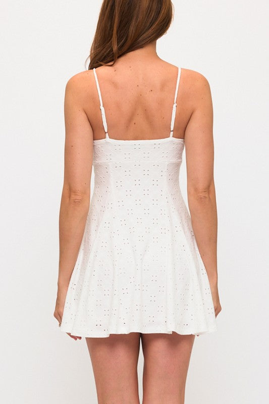 EYELET A-LINE MINI SUMMER DRESS