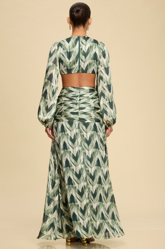 BRIELLE HOTFIX CHIFFON MAXI DRESS