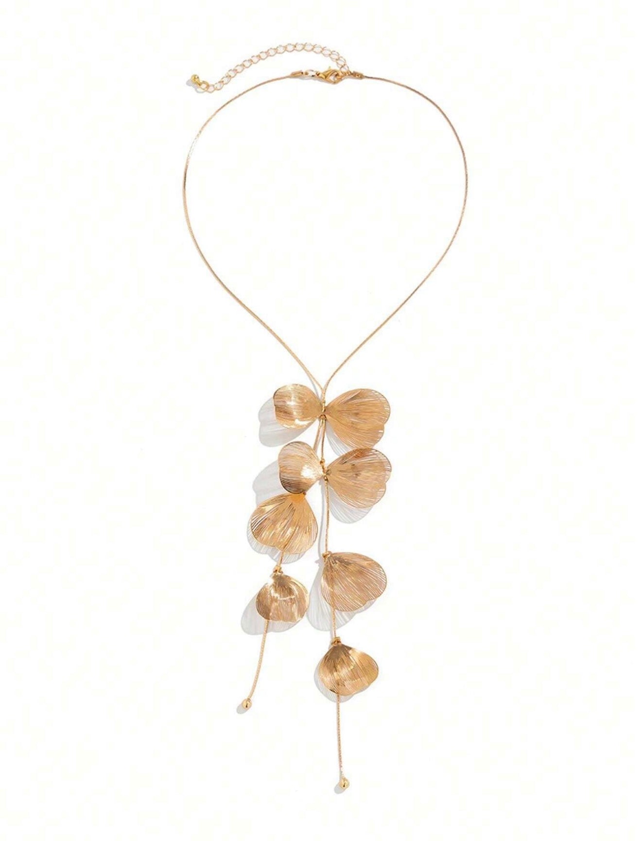 3 PCS METALLIC TASSEL Y SHAPED NECKLACE AND EARRINGS SET