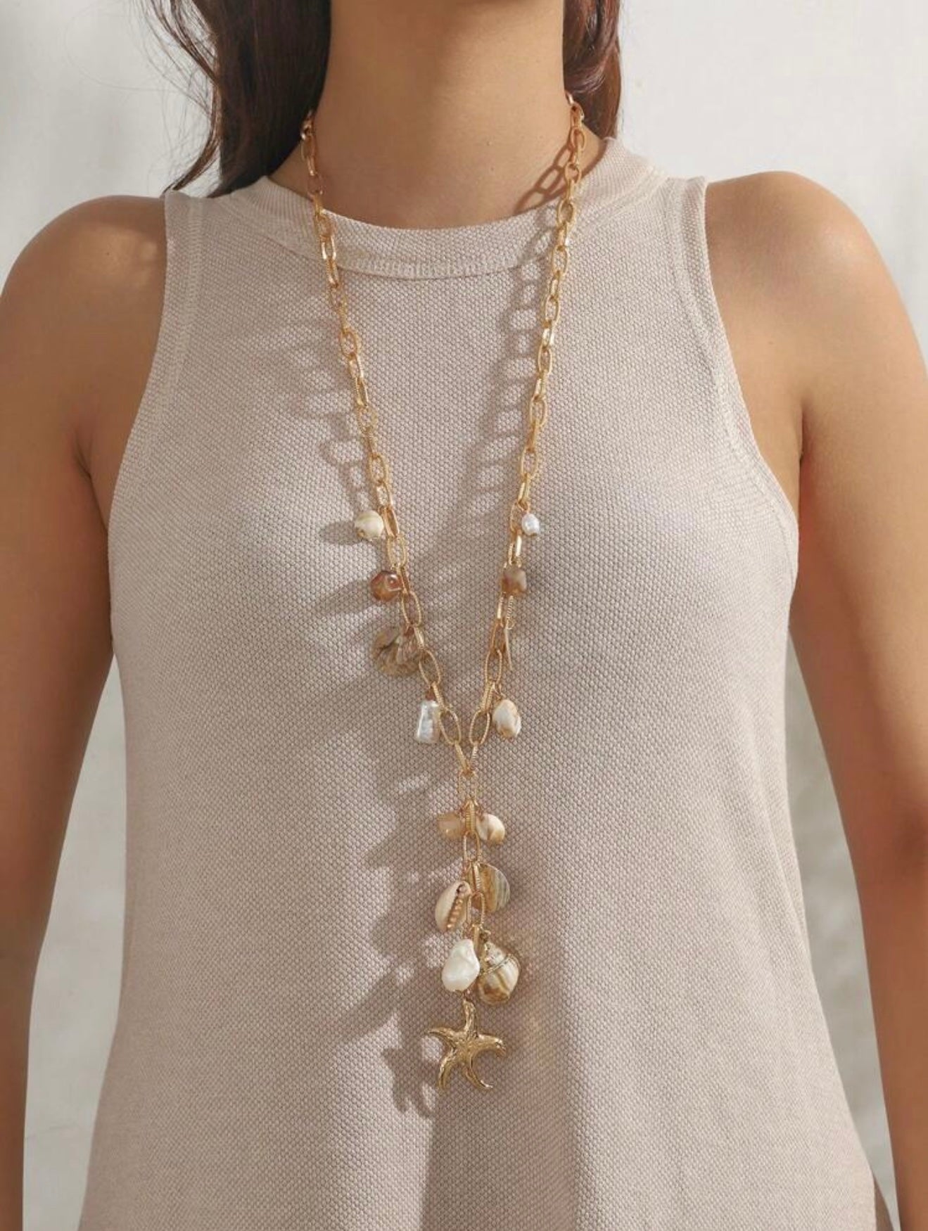 STARFISH BEADED LONG SUMMER NECKLACE