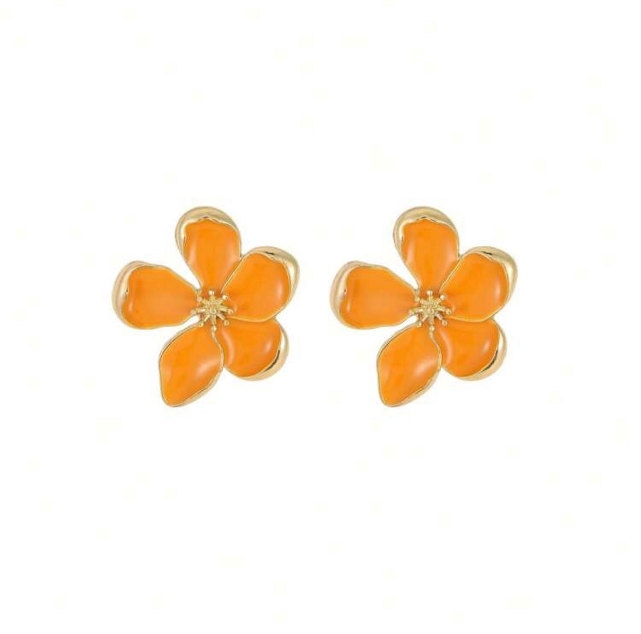 ORANGE FLORAL STUD EARRINGS