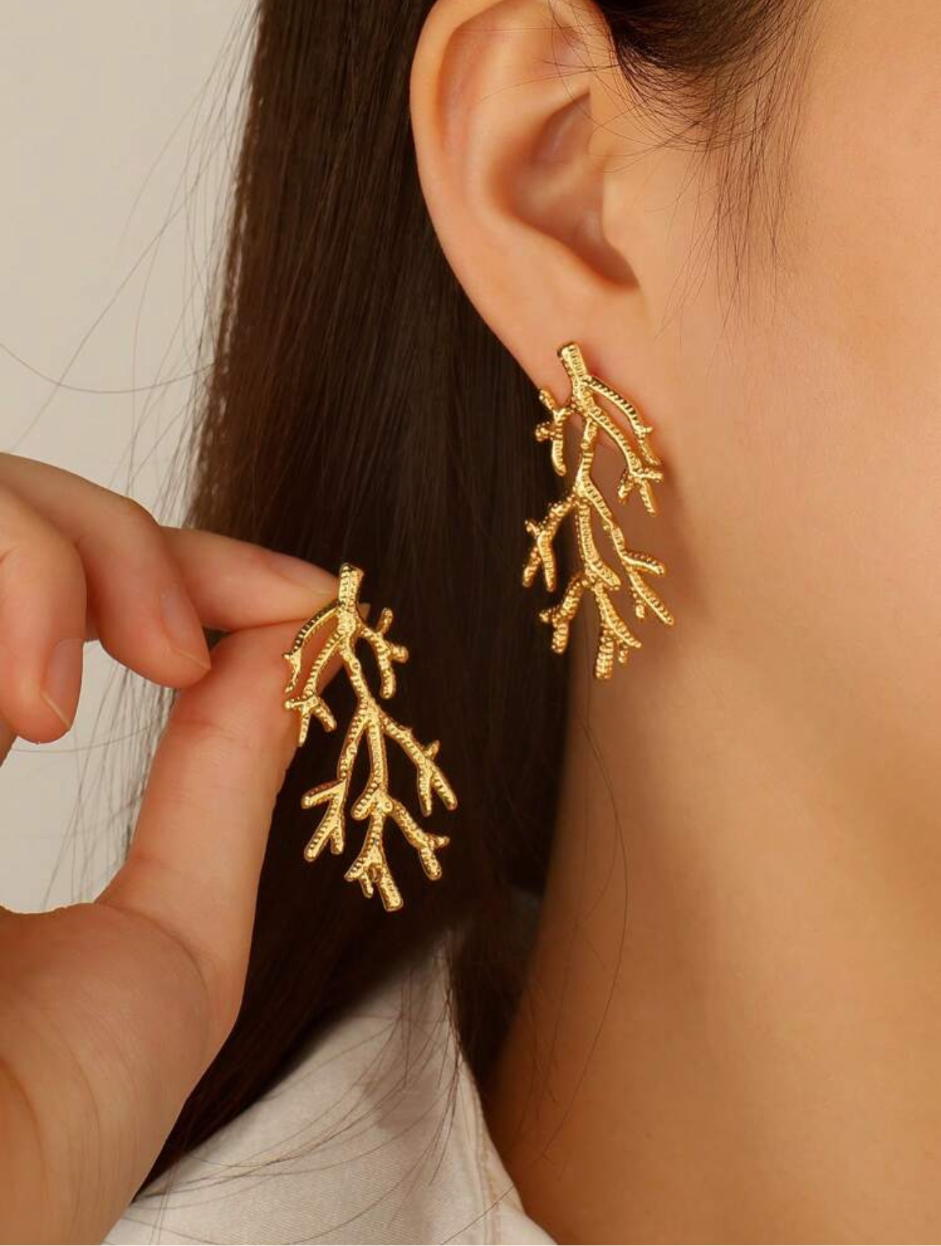 STAINLESS STEEL CORAL SHAPED EARRINGS