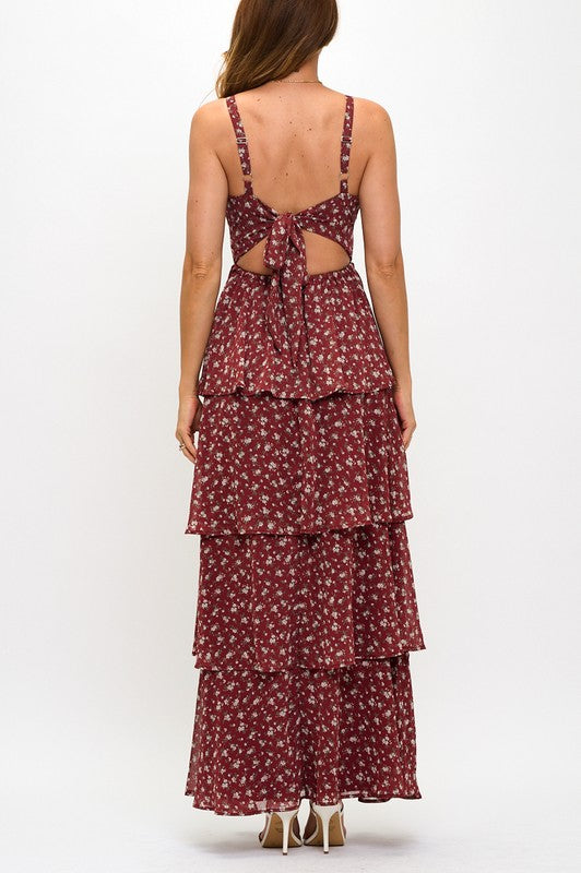 FLORAL MULTI LAYER MAXI DRESS