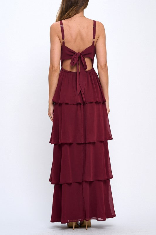 MULTI LAYERED TIE BACK MAXI DRESS