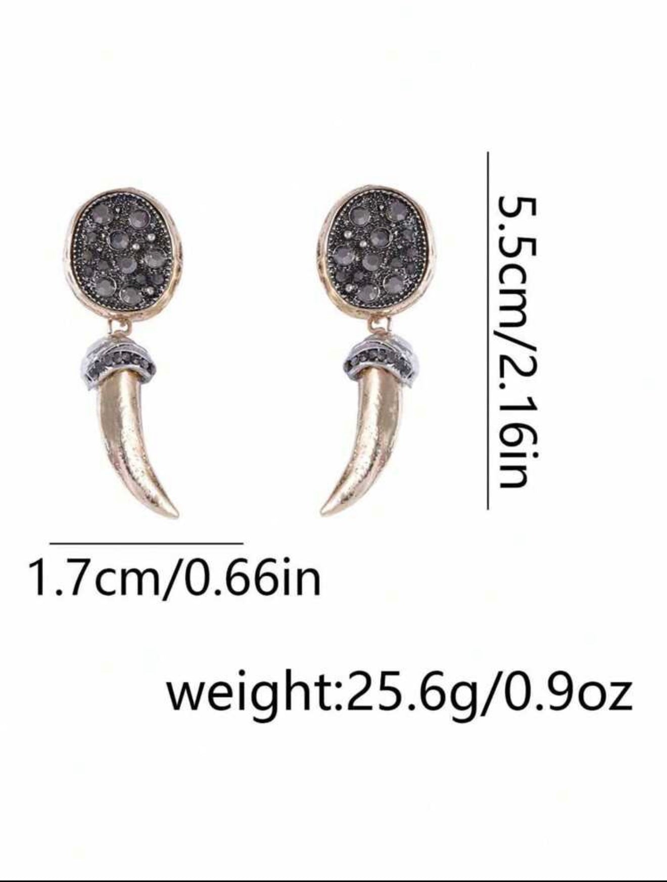 ANIMAL HORN DISTRESSED EARRINGS