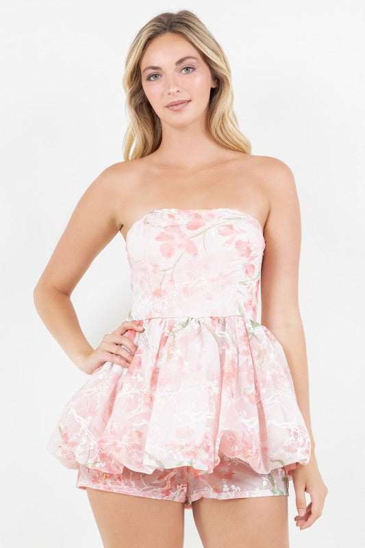 OFF SHOULDER FLORAL ROMPER