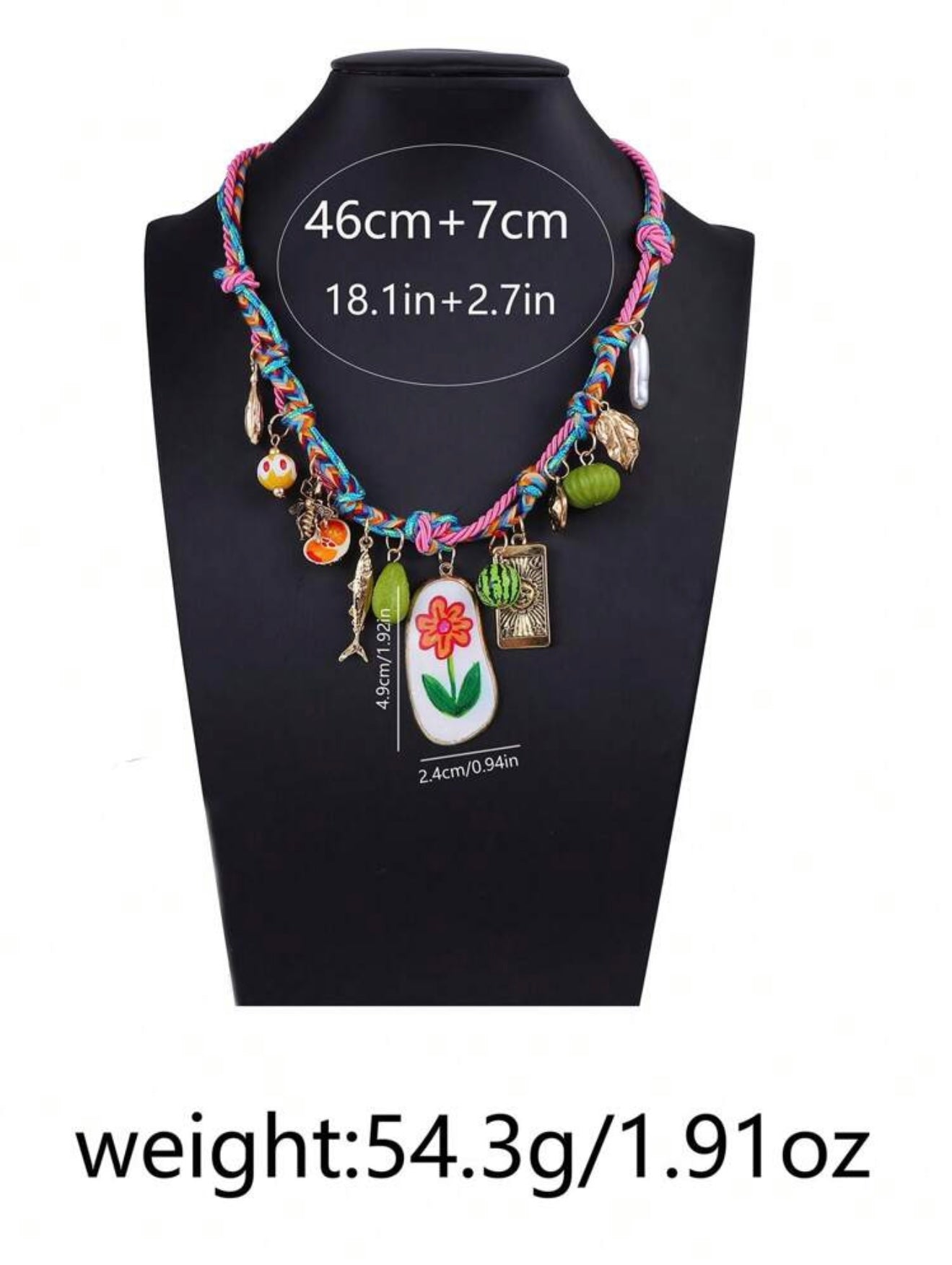 COLORFUL HANDWOVEN PENDANT CHARM NECKLACE